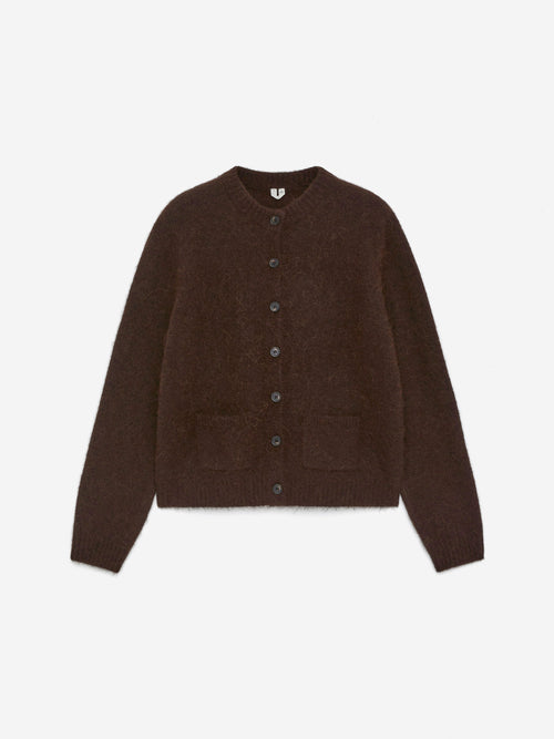 Alpaca-Wool Blend Cardigan - Brown