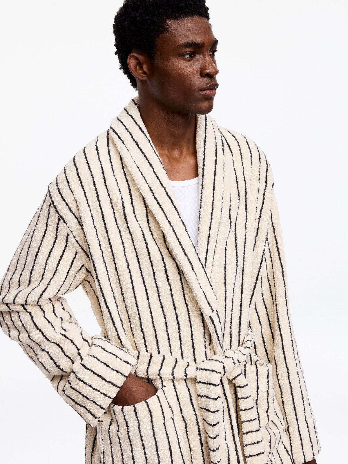 Unisex Cotton Terry Bathrobe - White - Image 7