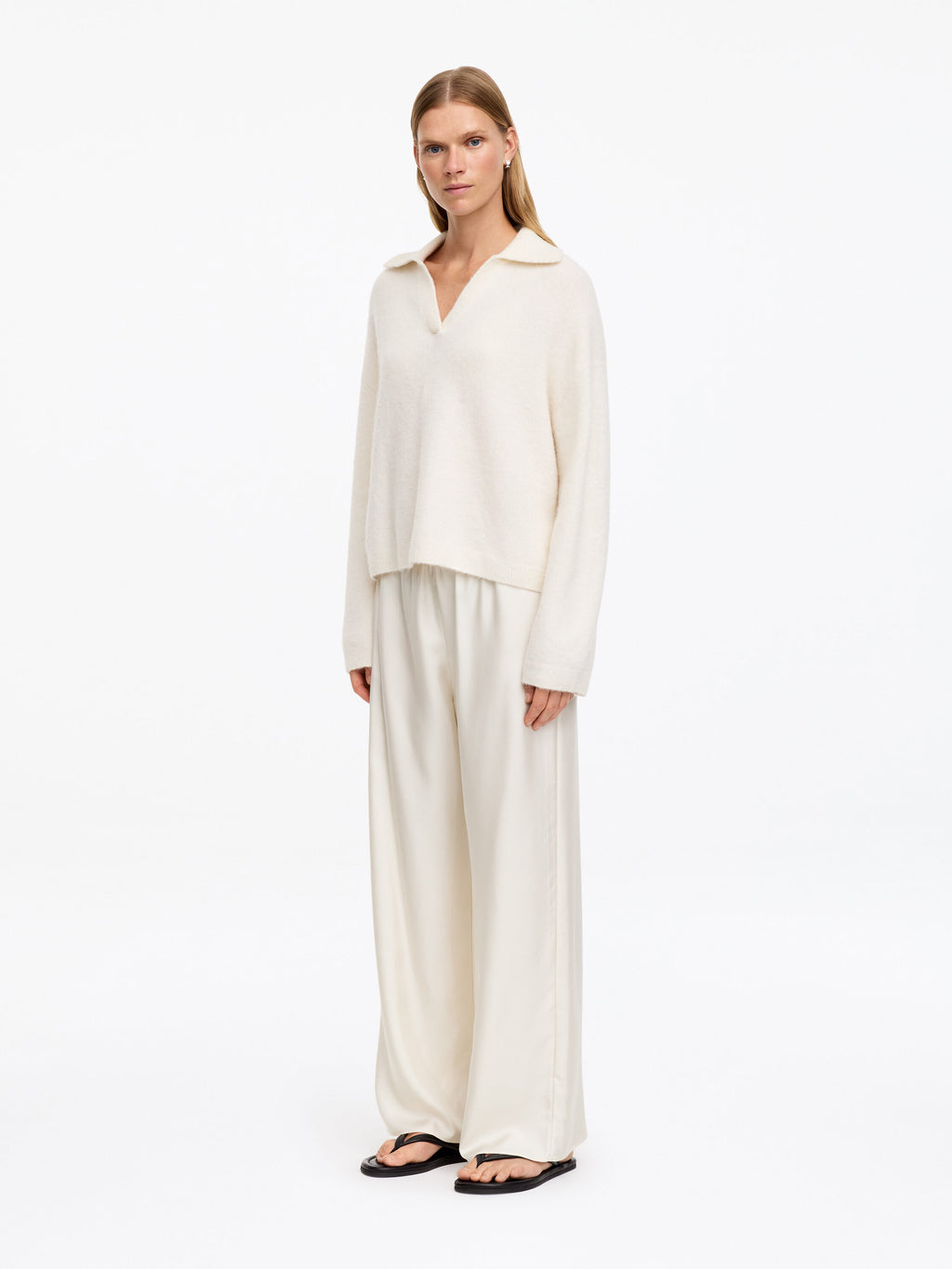 Silk Twill Trousers - White - Image 2