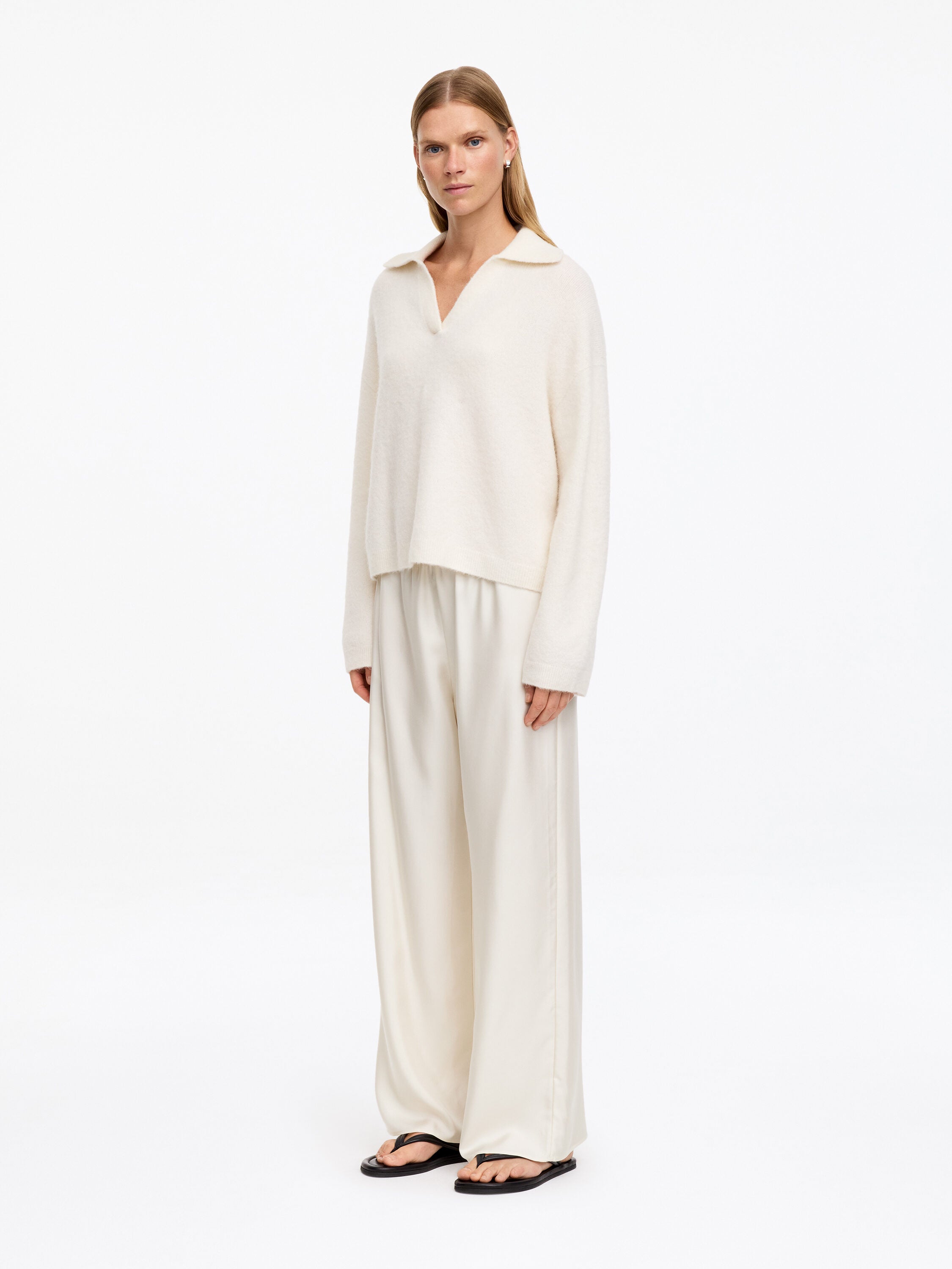Silk Twill Trousers - White - Image 2