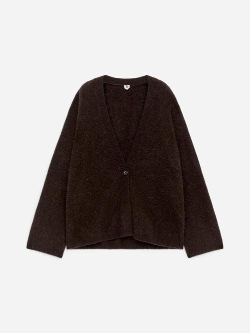 Alpaca-Wool Blend Cardigan - Brown