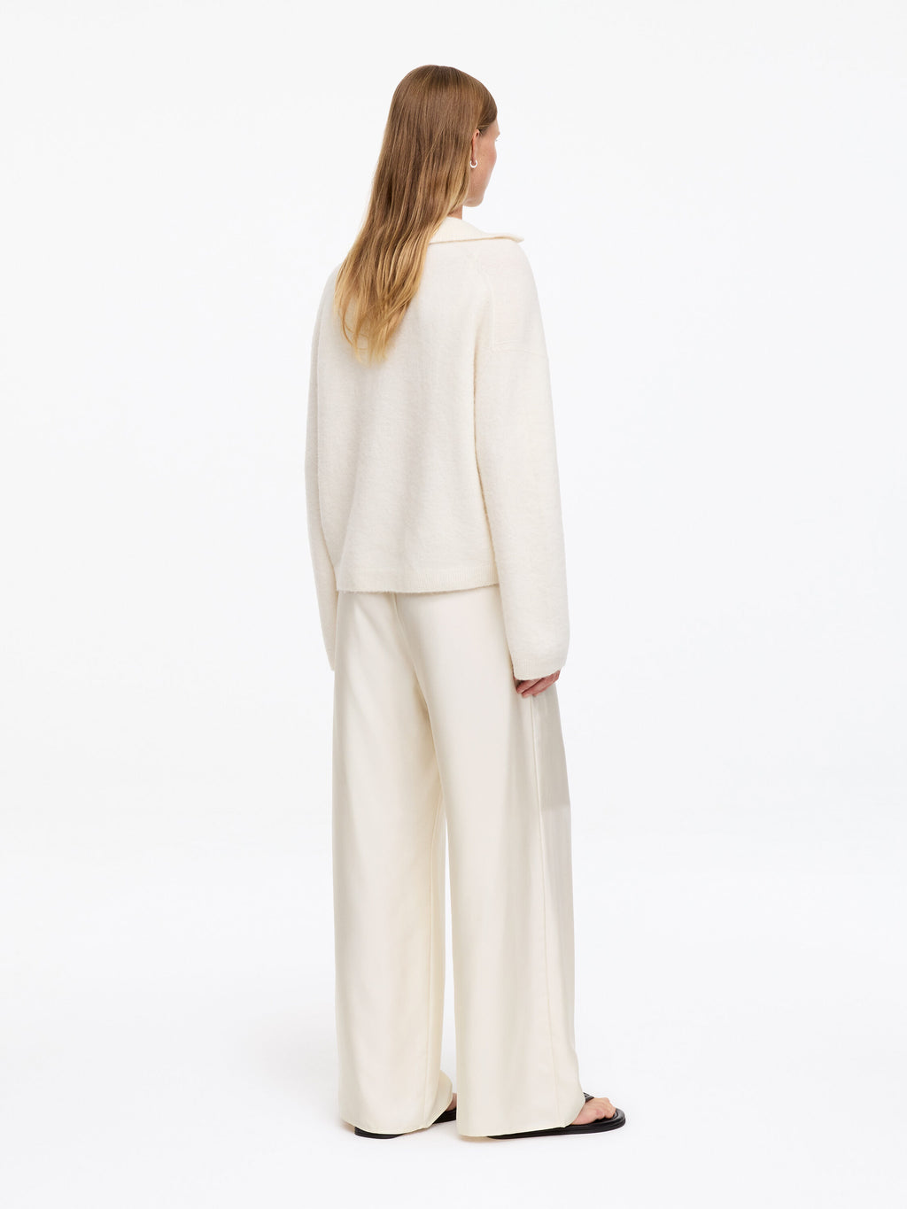 Silk Twill Trousers - White - Image 3