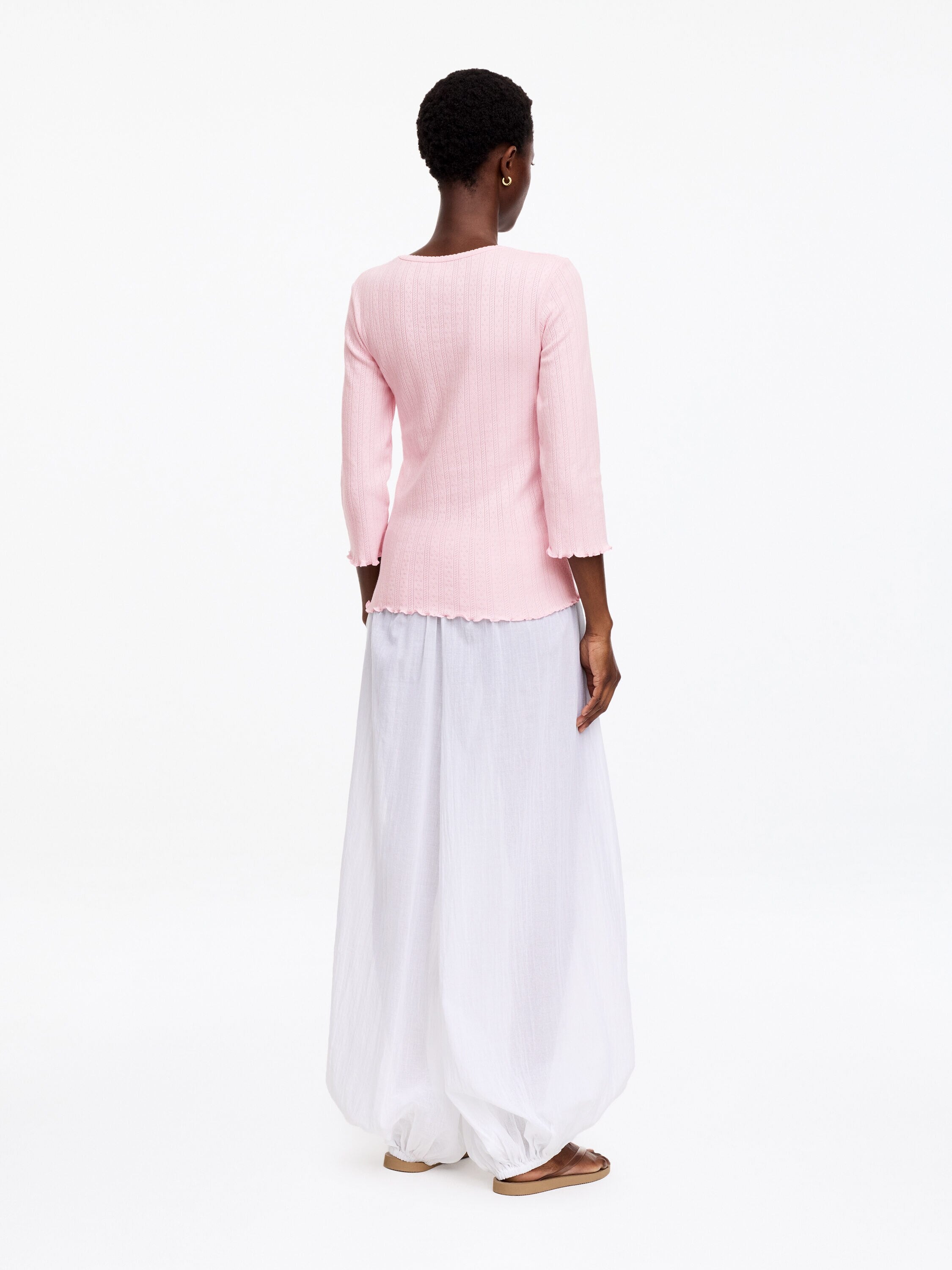 Pointelle-Knitted Top - Pink - Image 2