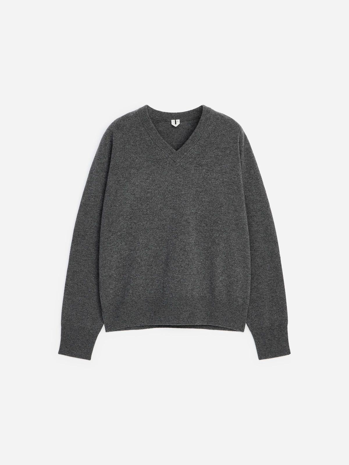 Relaxed Cashmere V-Neck Jumper - Grey - Image 5