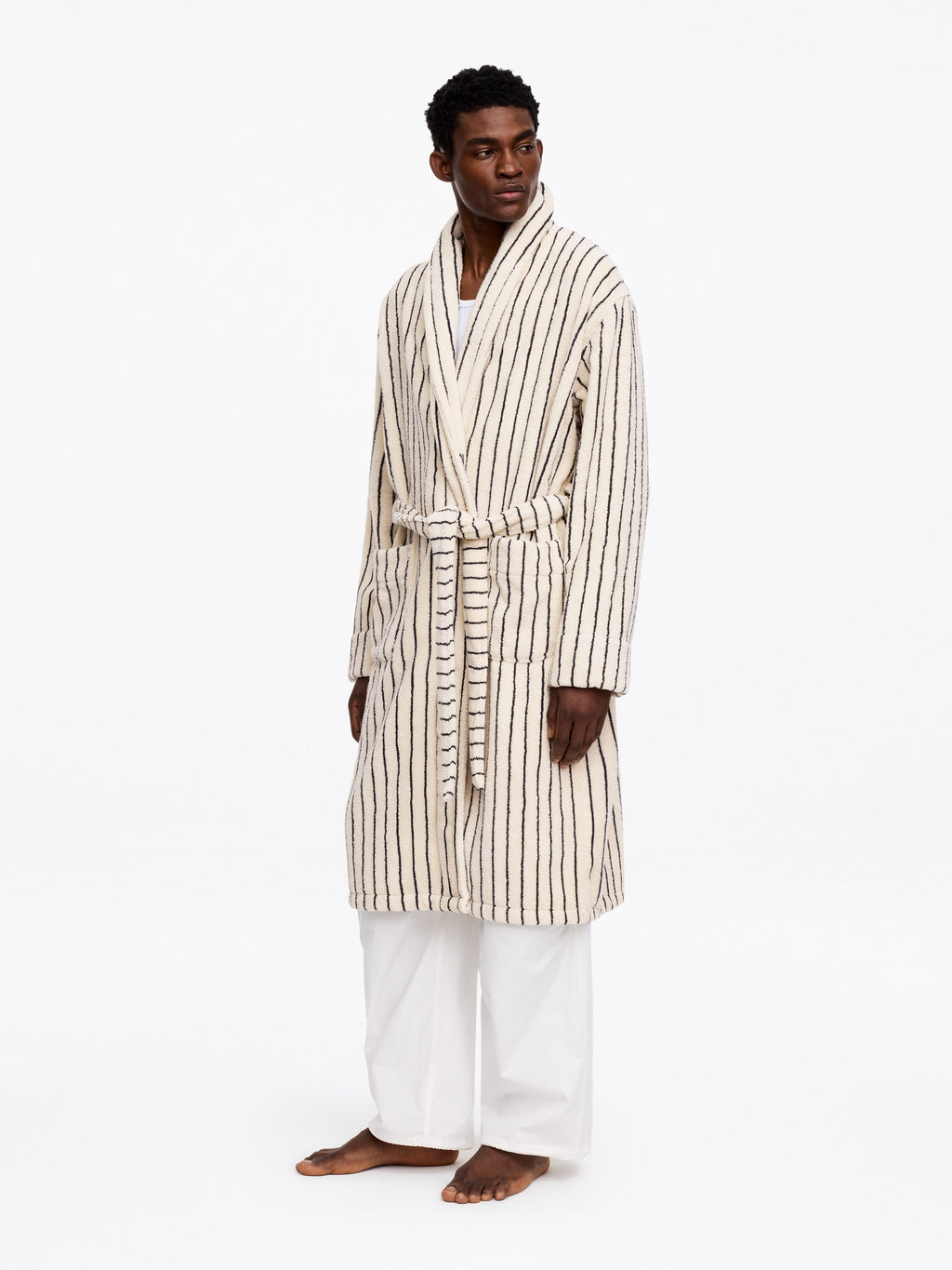 Unisex Cotton Terry Bathrobe - White - Image 3
