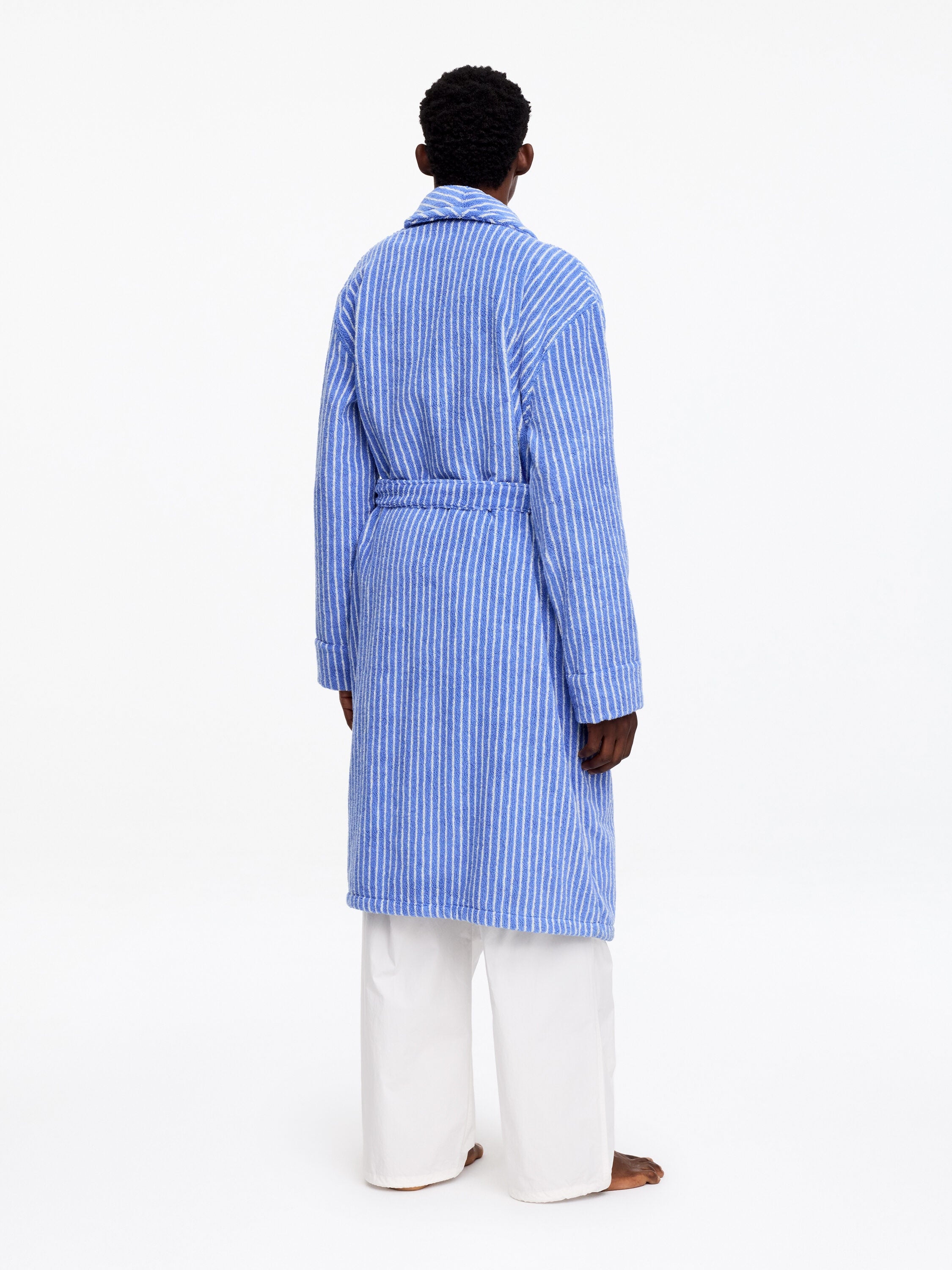 Unisex Cotton Terry Bathrobe - Blue - Image 4