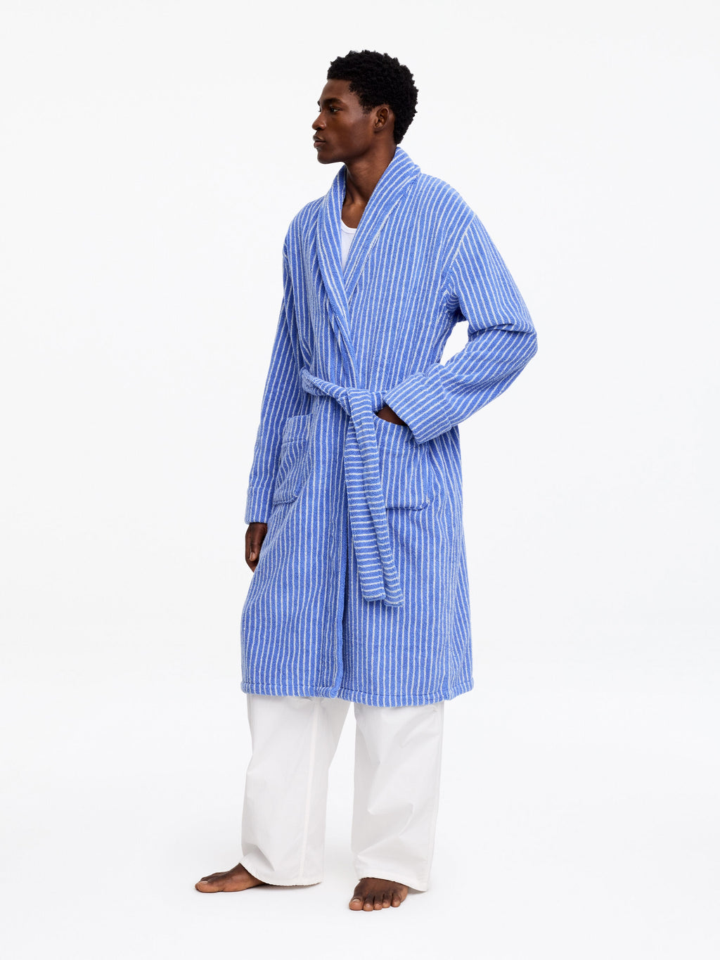 Unisex Cotton Terry Bathrobe - Blue - Image 3