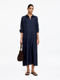 Silk Twill Shirt Dress - Blue