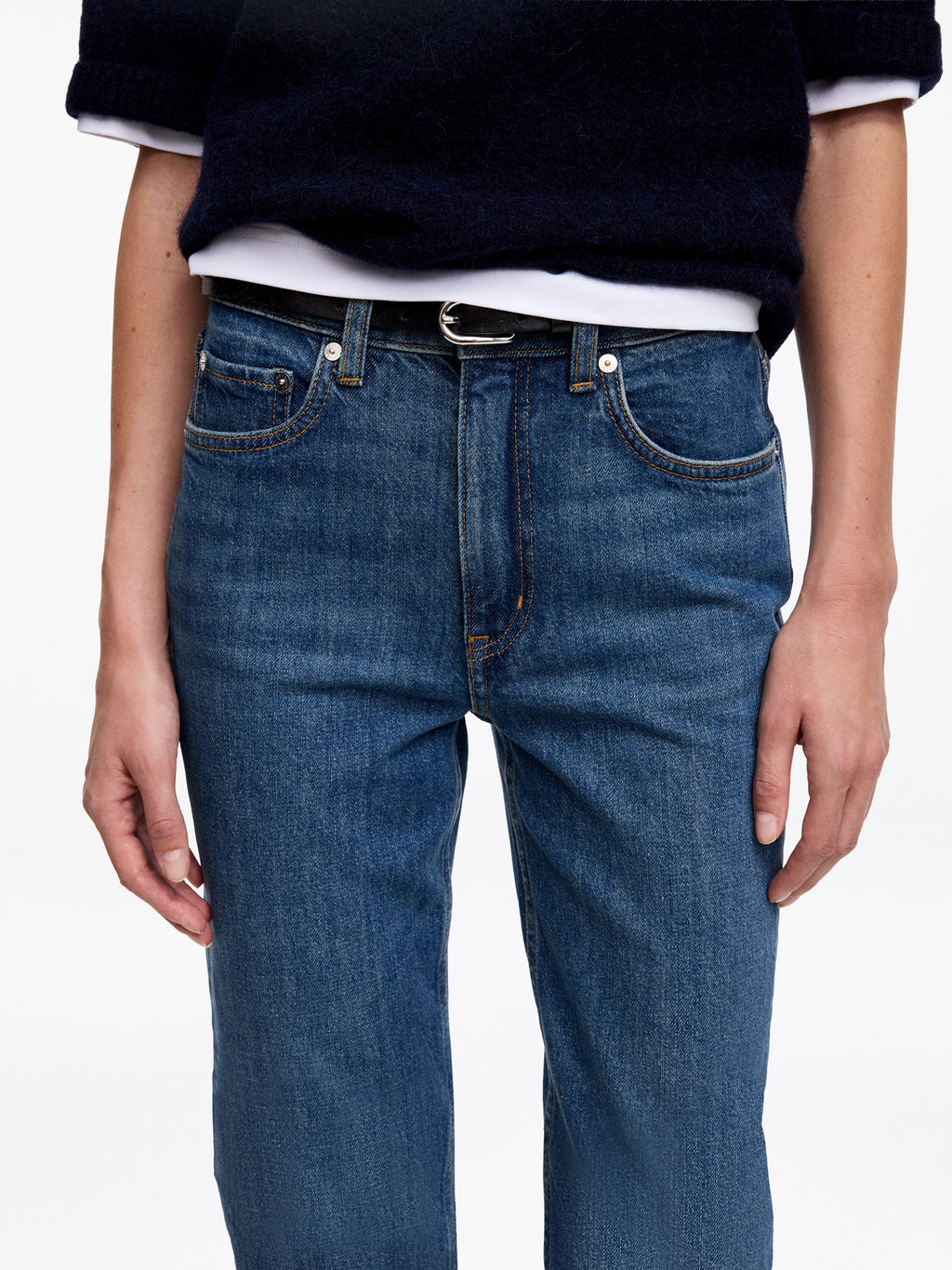 Cropped Slim Jeans - Blue - Image 6
