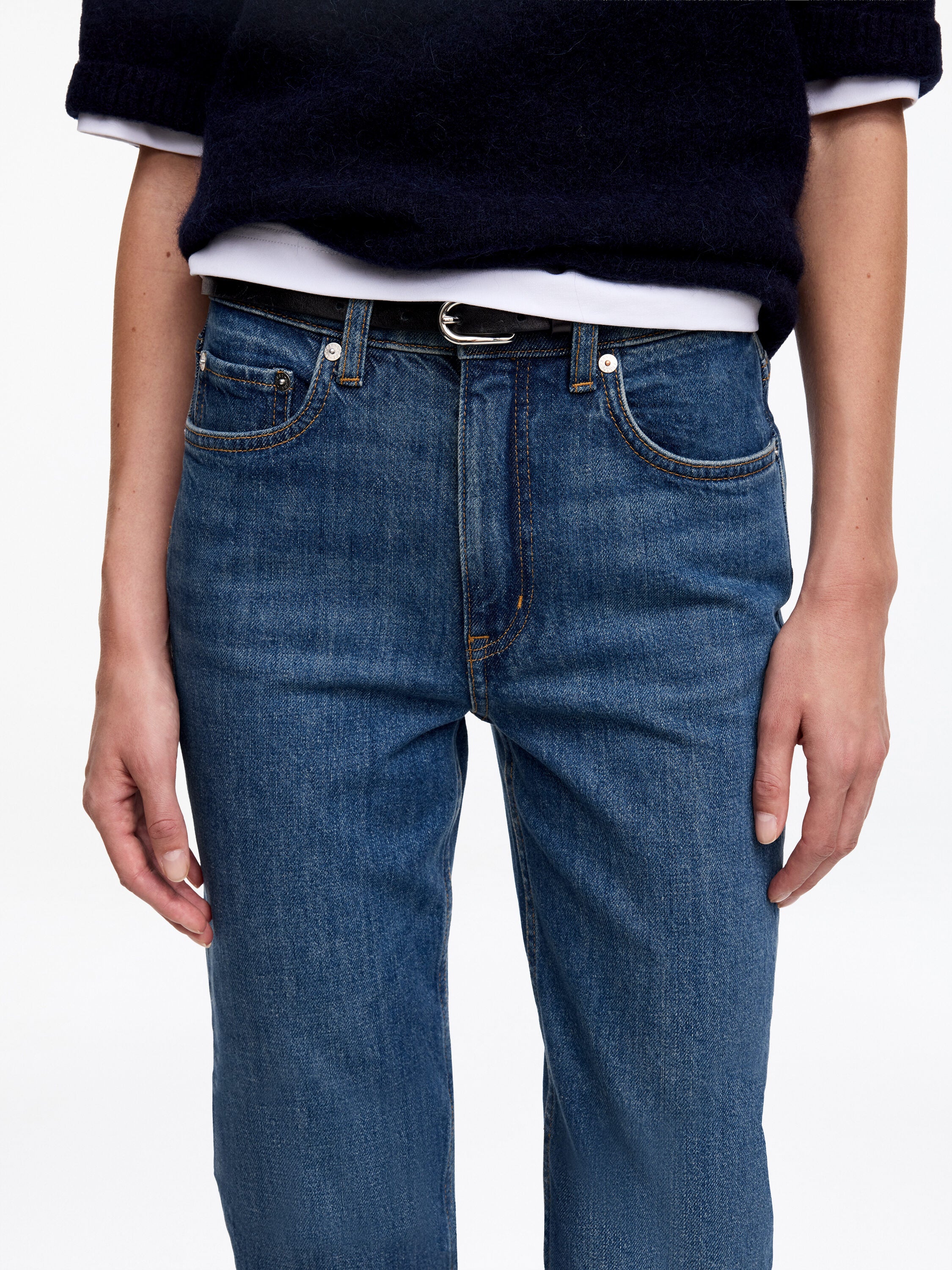Cropped Slim Jeans - Blue - Image 6