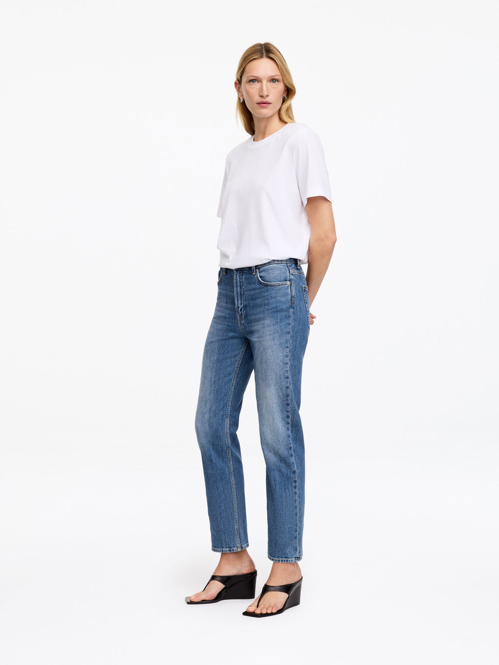 Cropped Slim Jeans - Blue - Image 3