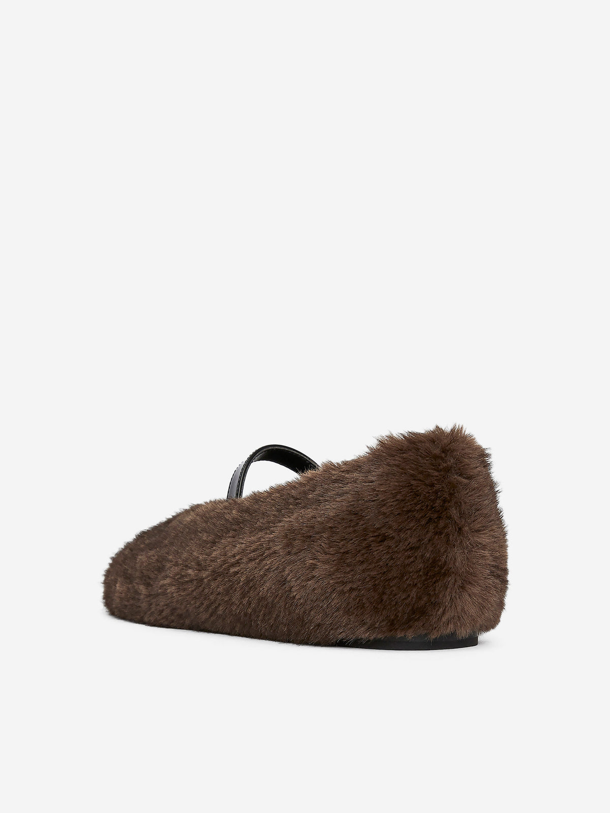 Faux-Fur Mary Jane Flats - Brown - Image 5