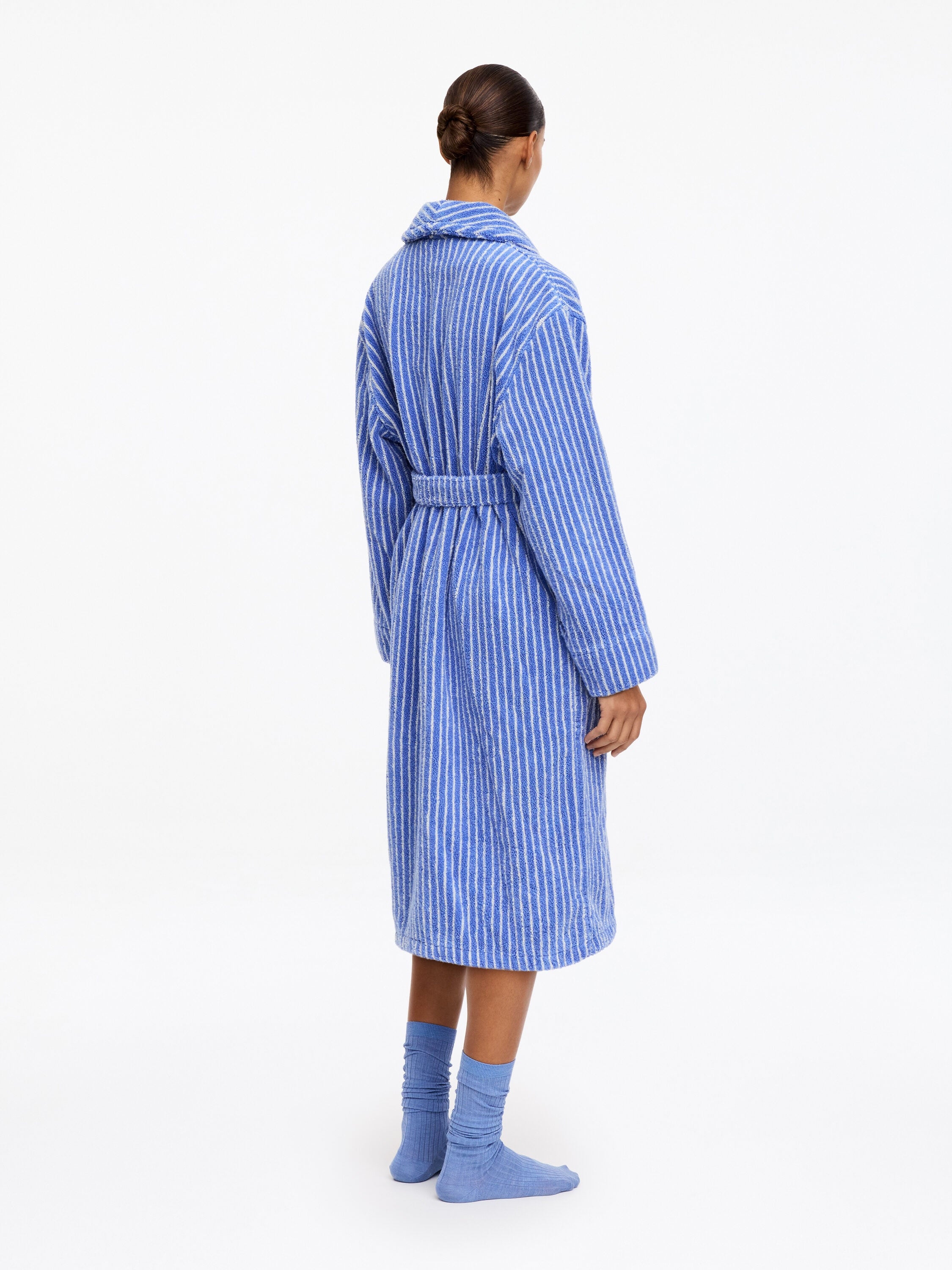 Unisex Cotton Terry Bathrobe - Blue - Image 6