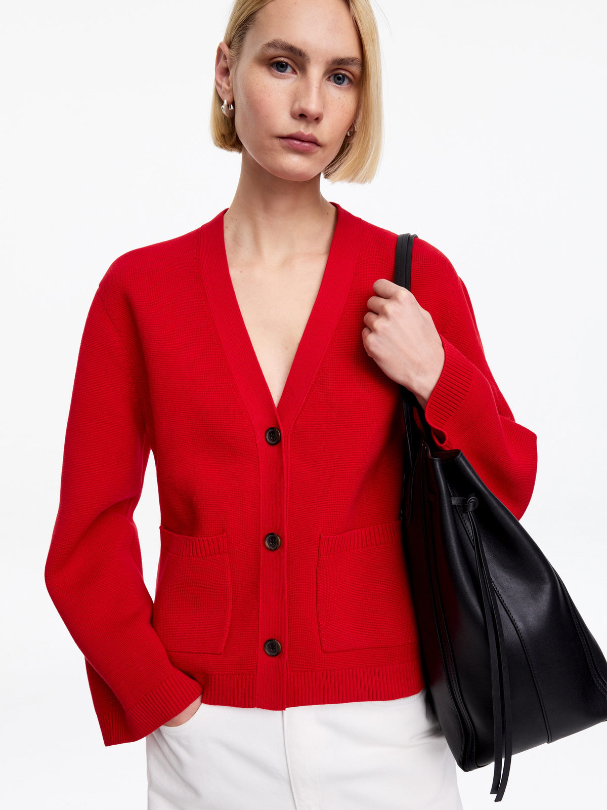 Cotton Cardigan - Red - Image 4