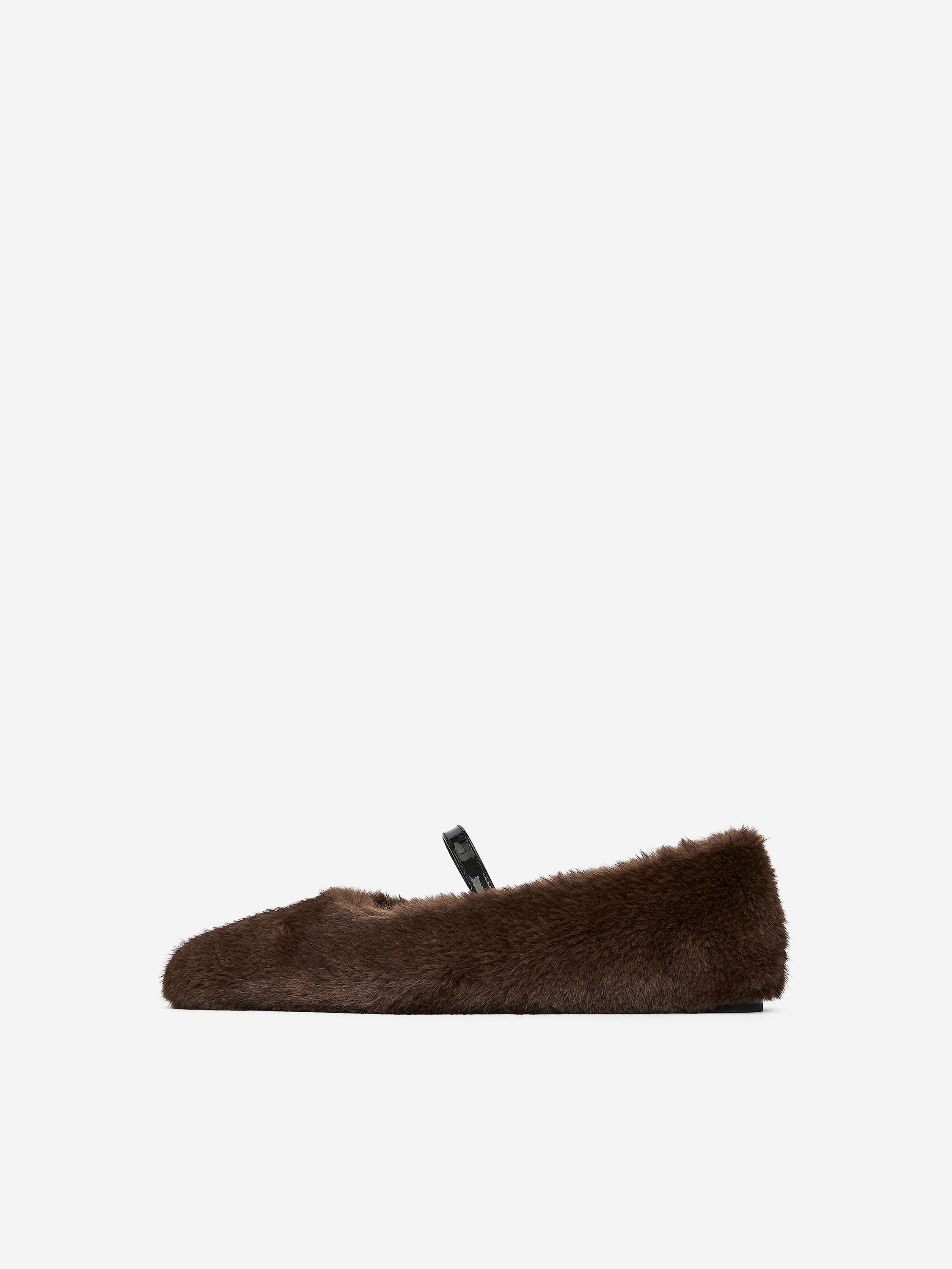 Faux-Fur Mary Jane Flats - Brown - Image 3