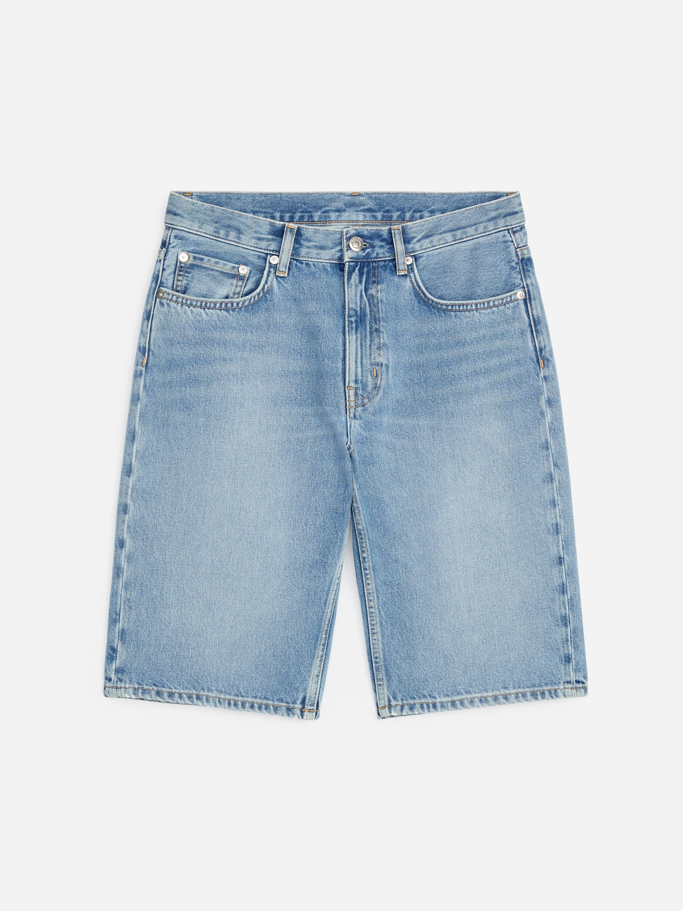 Narrow Denim Shorts - Blue - Image 4