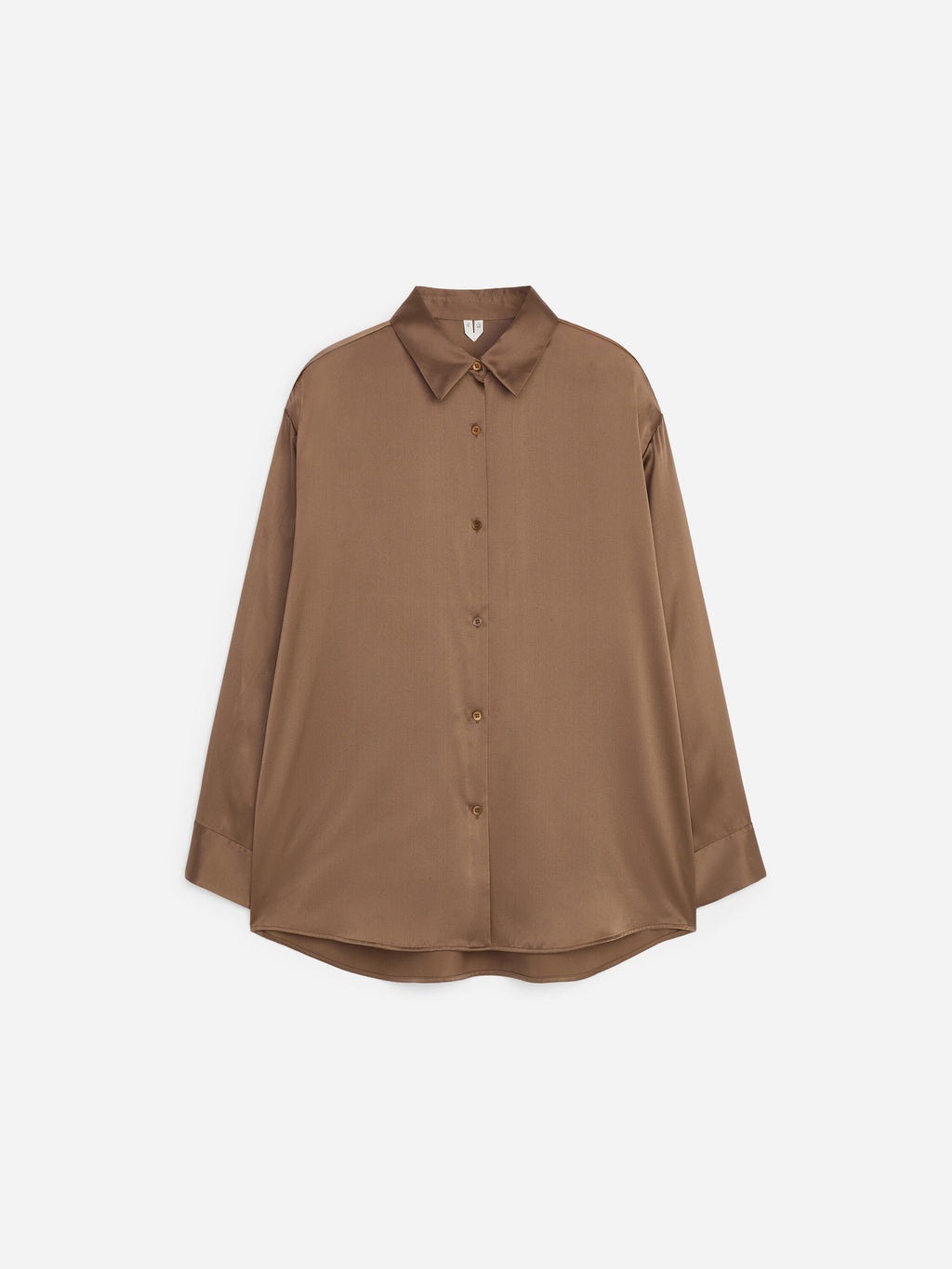 Silk Satin Shirt - Brown - Image 5