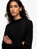 Wool-Blend Mock-Neck Cardigan - Black