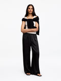 Silk Satin Trousers - Black