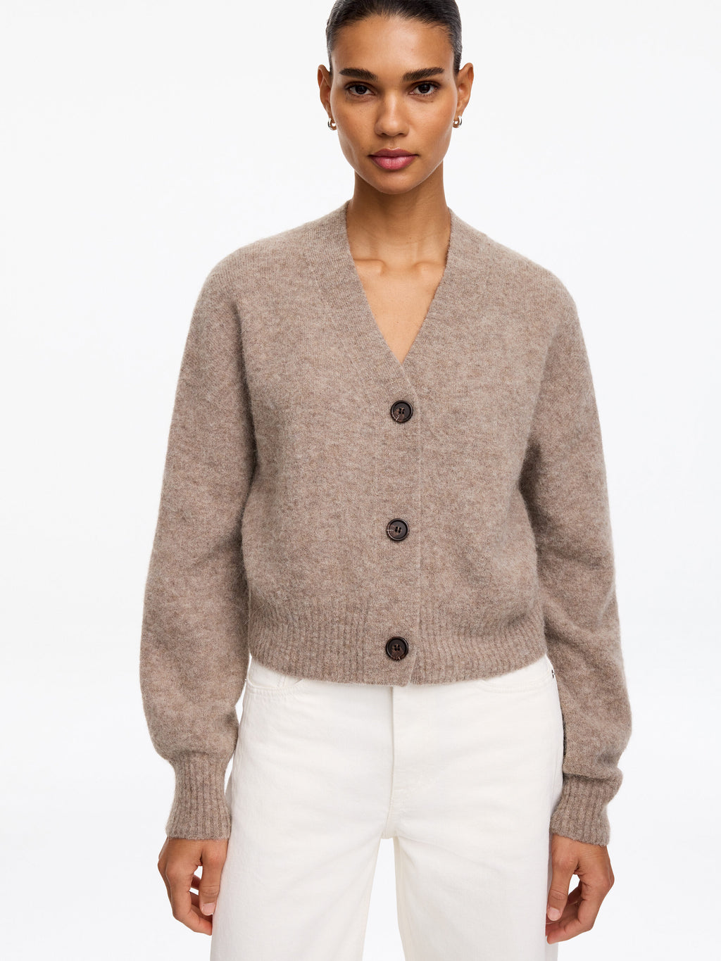 Alpaca-Wool Blend Cardigan - Beige - Image 4