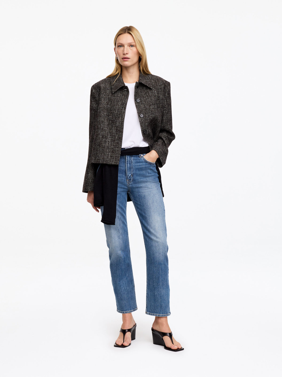 Cropped Slim Jeans - Blue - Image 2