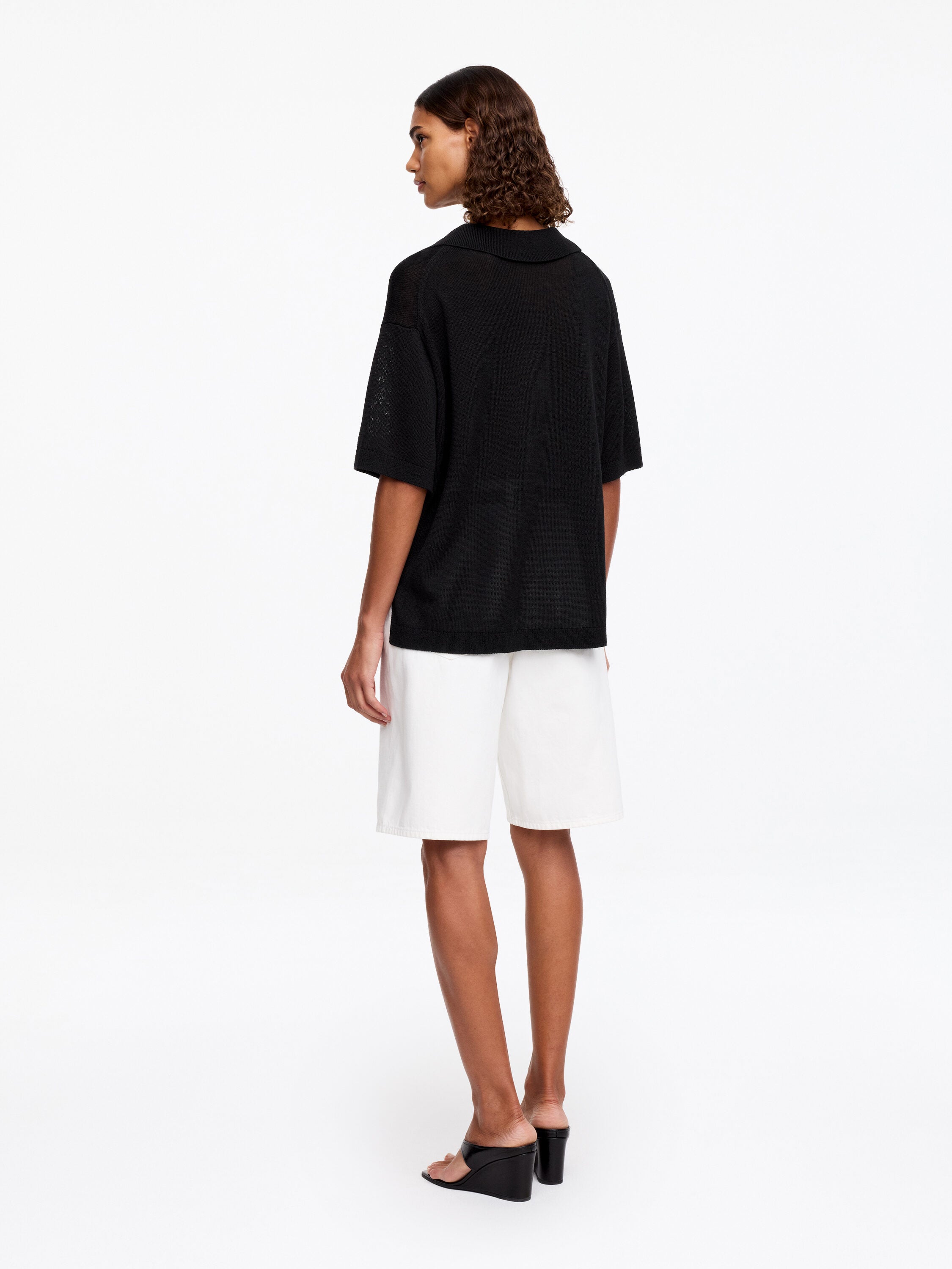 Knitted Polo Jumper - Black - Image 2