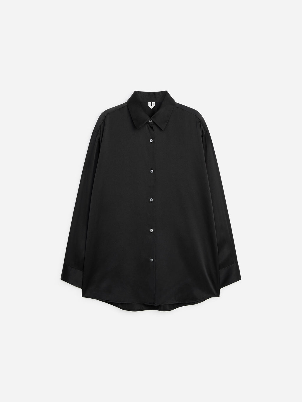 Silk Satin Shirt - Black - Image 5