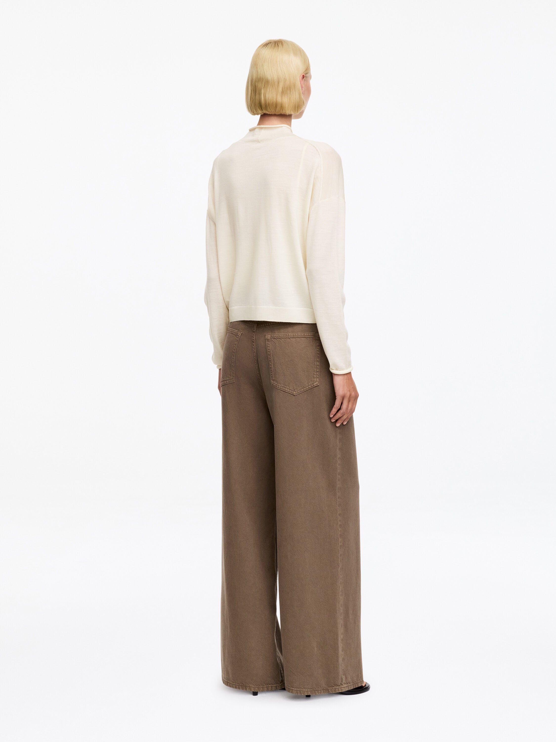 Wool-Blend Mock-Neck Cardigan - White - Image 5