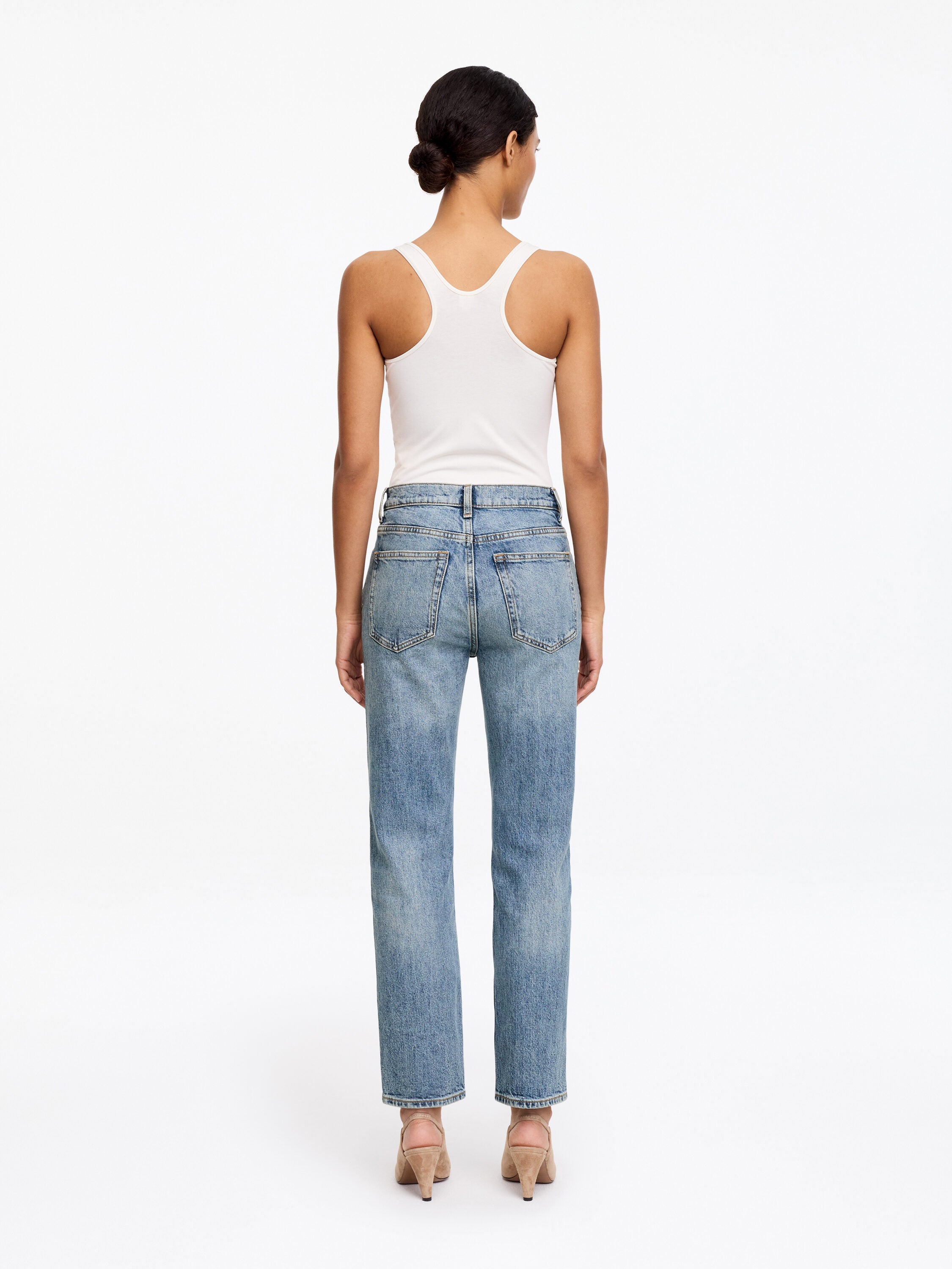 Cropped Slim Jeans - Blue - Image 4