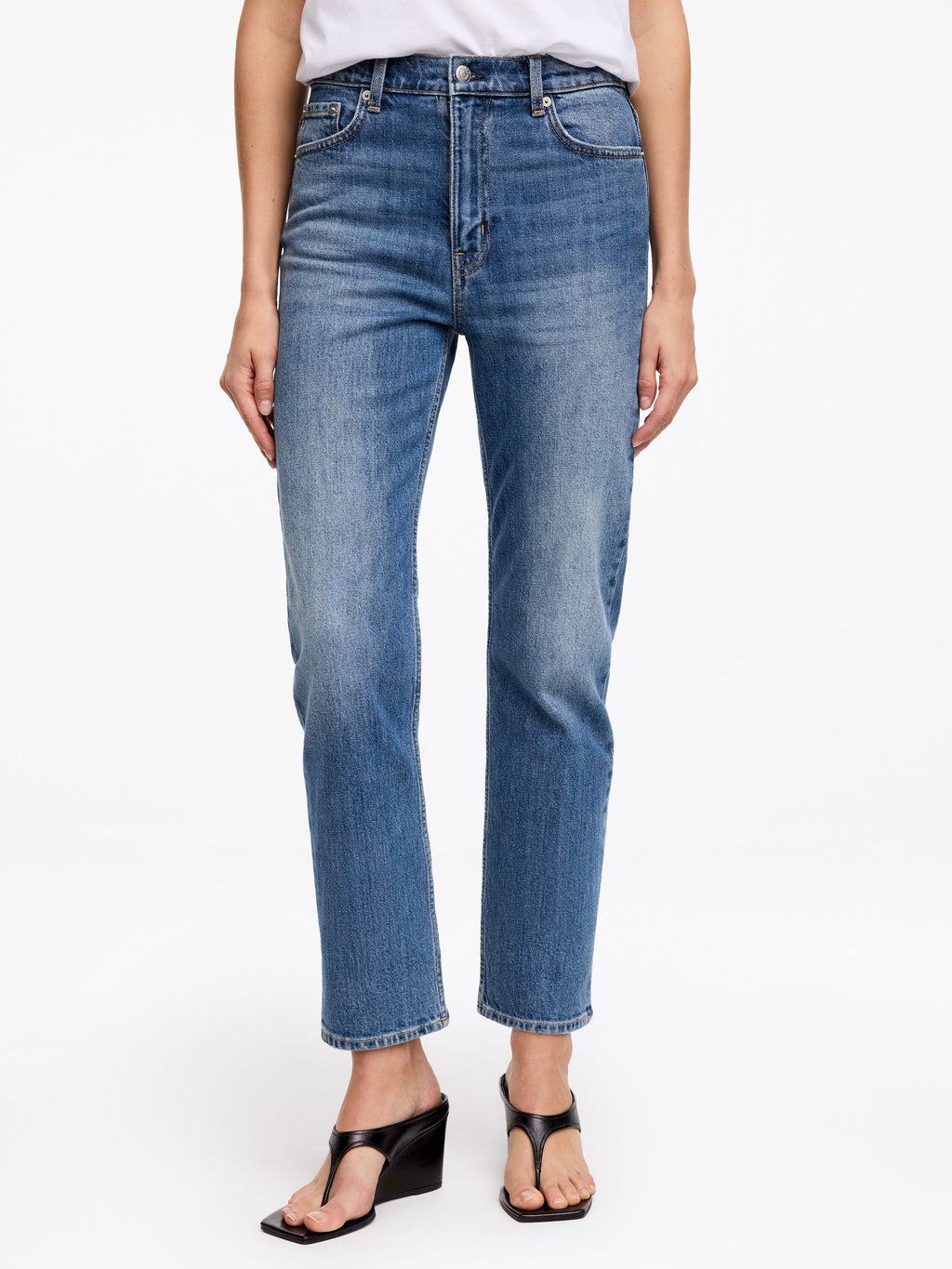 Cropped Slim Jeans - Blue - Image 5