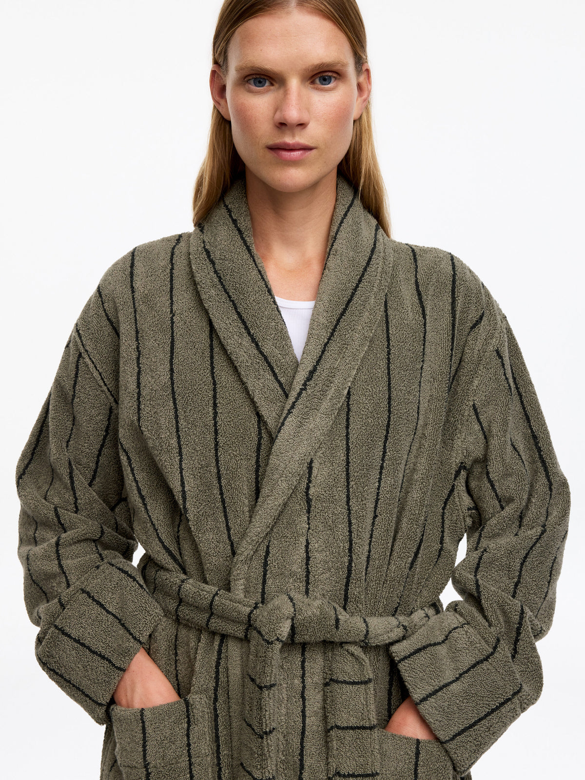 Unisex Cotton Terry Bathrobe - Green - Image 4