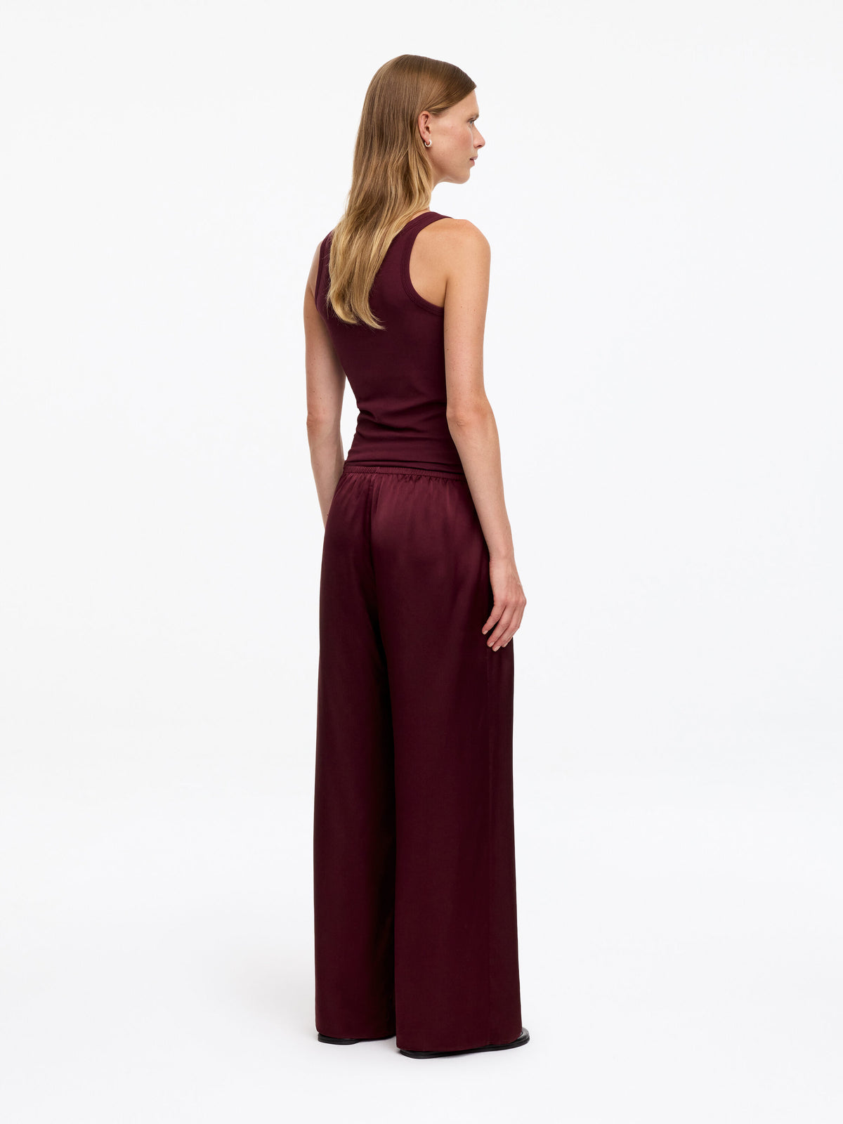 Silk Satin Trousers - Red - Image 3