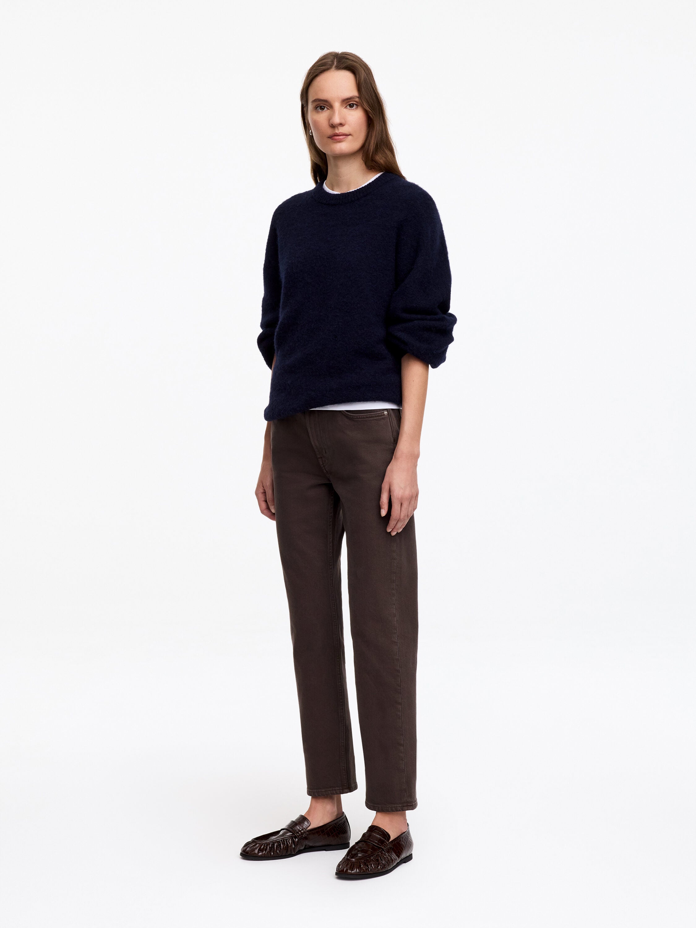 Cropped Slim Jeans - Brown - Image 4