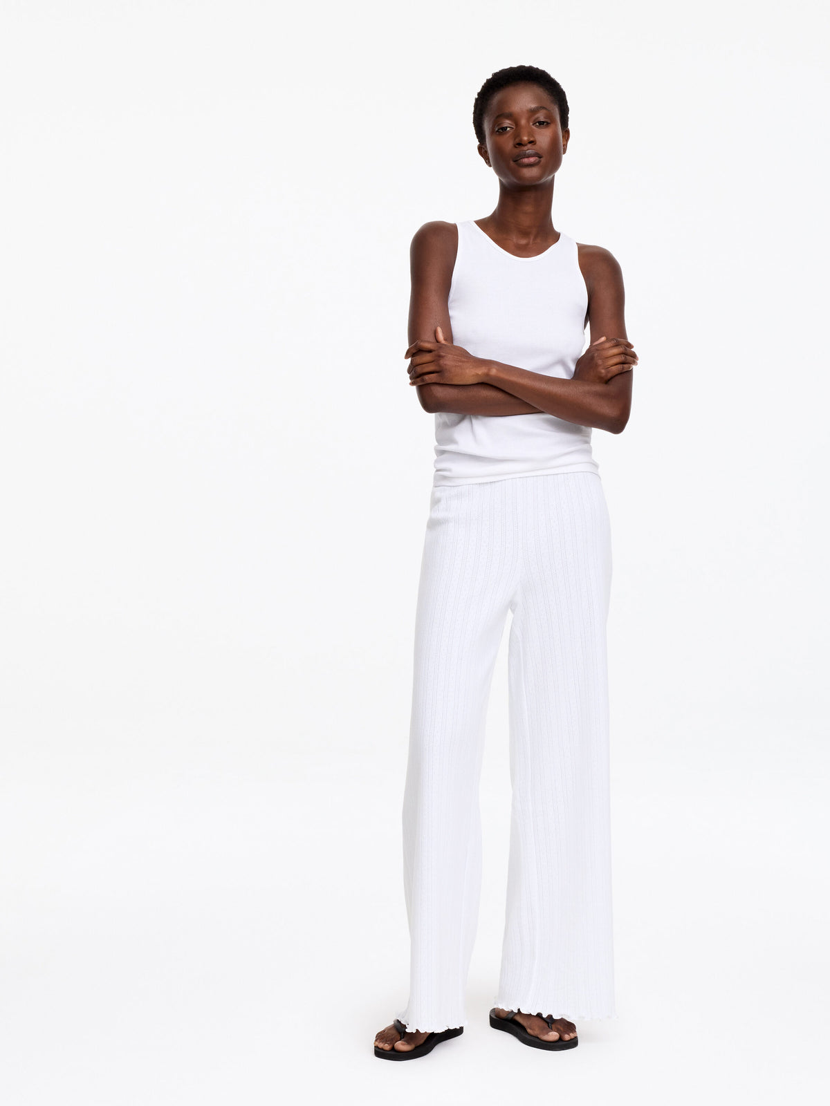 Pointelle-knitted Trousers - White