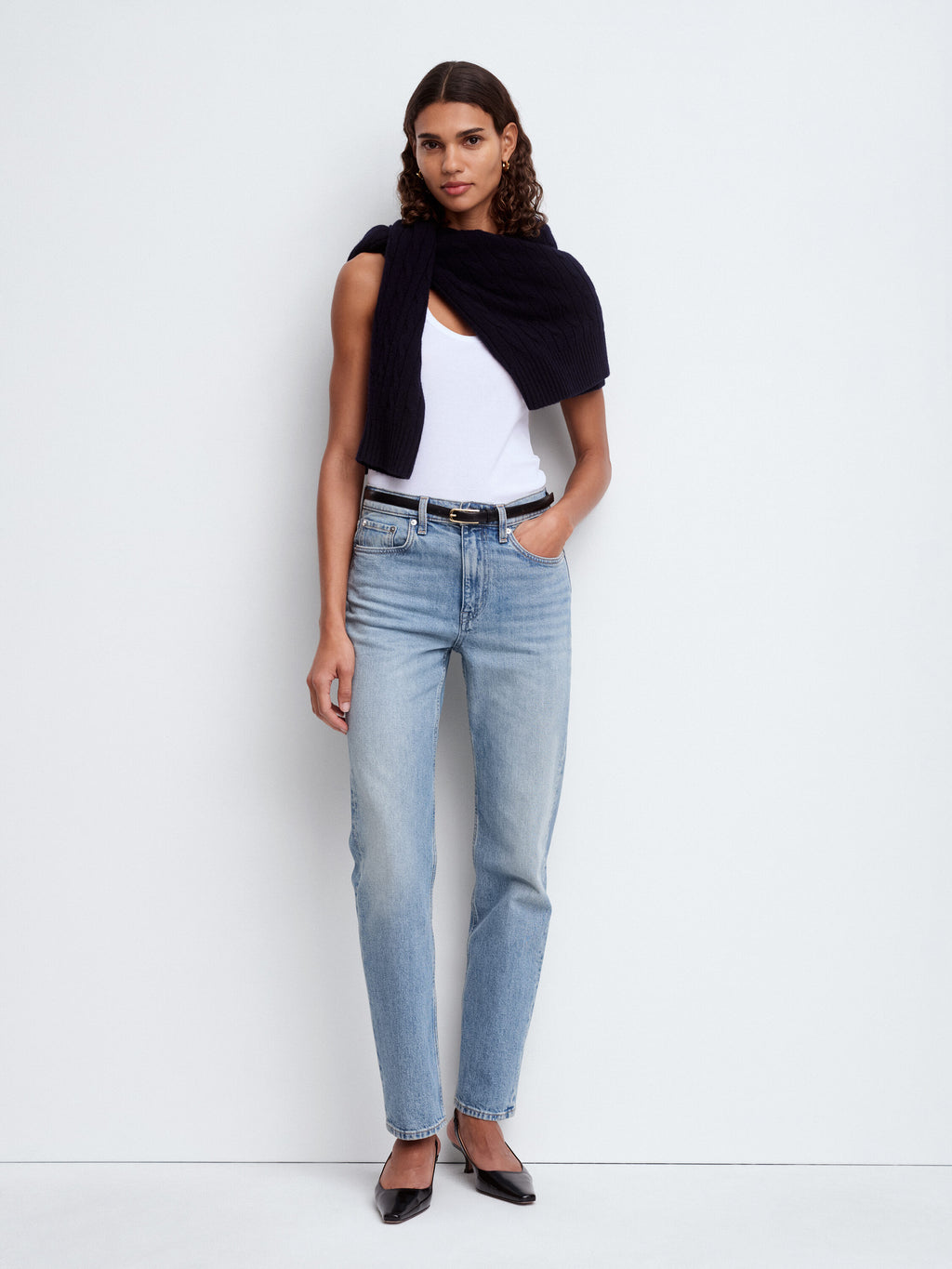 Long Slim Jeans - Blue - Image 2