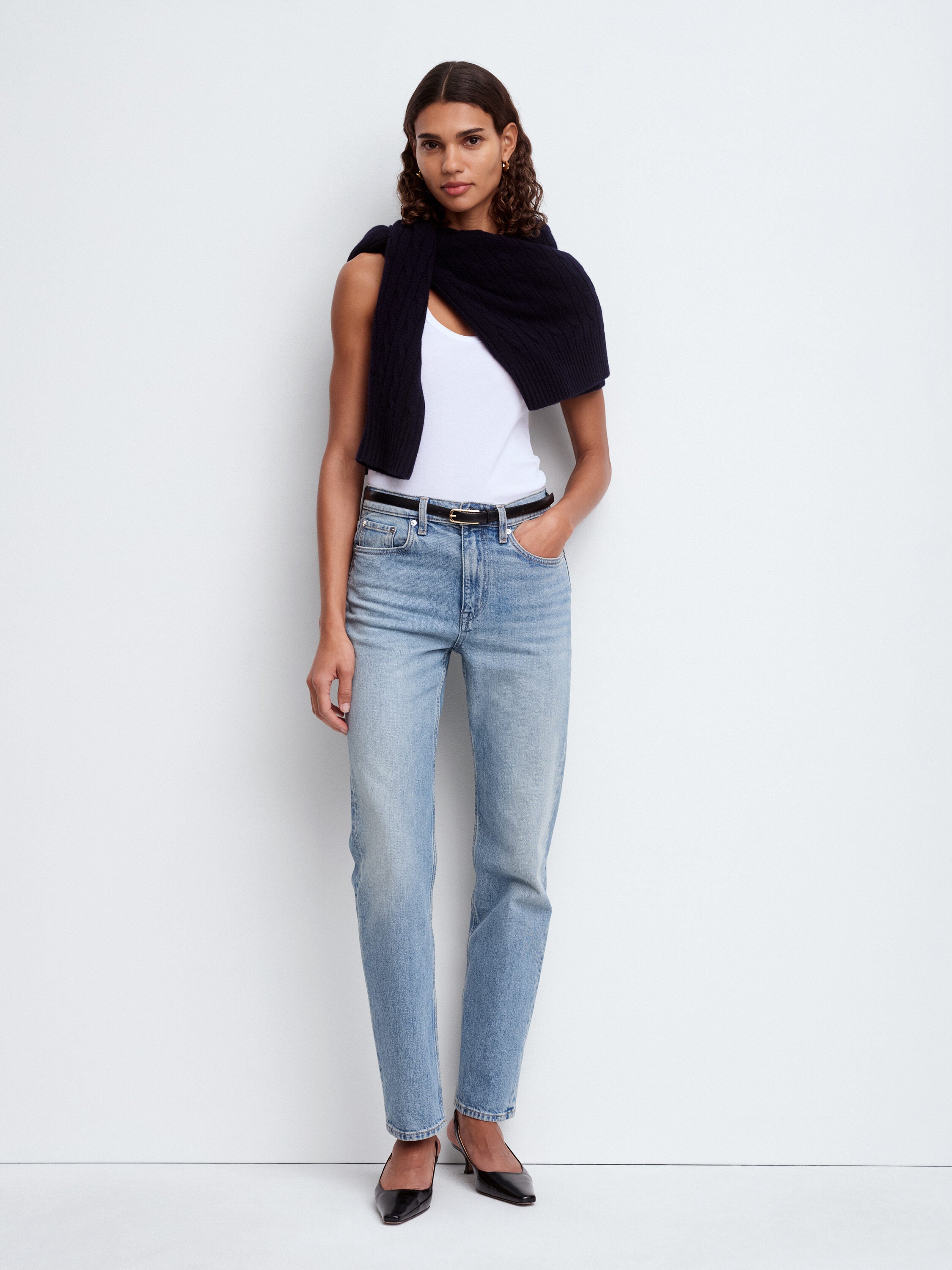Long Slim Jeans - Blue - Image 2