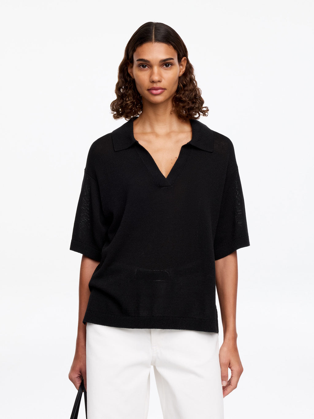 Knitted Polo Jumper - Black